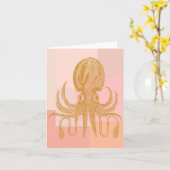 Niedliche Octopus-Illustration in Rosa und Gold Karte (Gelbe Blume)
