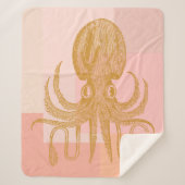 Niedliche Octopus-Illustration in Rosa und Gold Sherpadecke (Vorderseite)