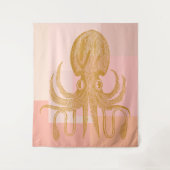 Niedliche Octopus-Illustration in Rosa und Gold Wandteppich (Vorderseite)