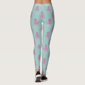 Niedliche Octopus Illustration Muster Aqua and Fuc Leggings (Rückseite)