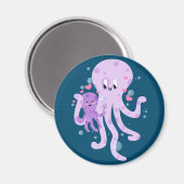 Niedliche Octopus-Mama Zeichnend Kunst Magnet (Vorderseite/Rückseite)