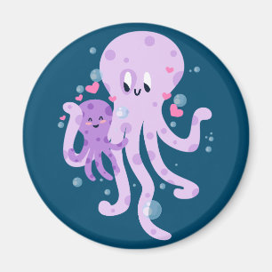 Niedliche Octopus-Mama Zeichnend Kunst Magnet