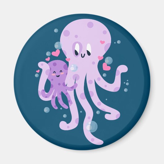 Niedliche Octopus-Mama Zeichnend Kunst Magnet (Vorne)