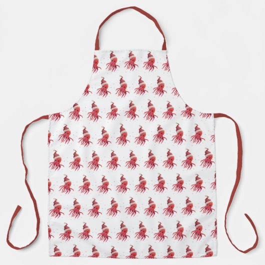 Niedliche Octopus Seen und Grüße Weihnachtsmannmüt Schürze (Vorderseite)
