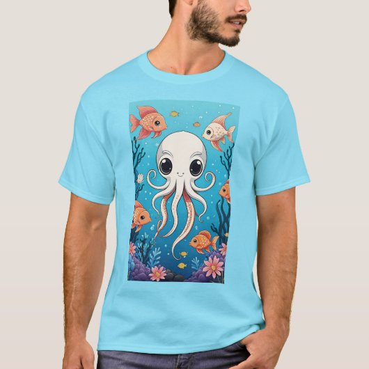 Niedliche Octopus- und Fische T-Shirt (Vorderseite)