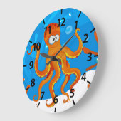Niedliche Octopus-Wassermauer Große Wanduhr (Winkel)