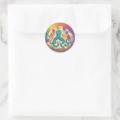 Niedliche Octopusfamilie Runder Aufkleber (Tasche)