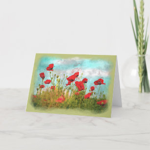 Niedliche Ohnenmohn-Blume Aquarellfarbe Karte