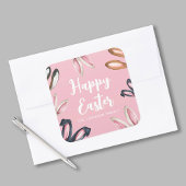 Niedliche Ohren glücklich Ostern Quadratischer Aufkleber