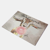 Niedliche Ohrziege mit Bubblegum Begrüßungsmatte Fußmatte (Schrägansicht)