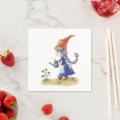 Niedliche Old Lady Gnome Watering Blume Serviette (Beispiel)