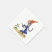 Niedliche Old Lady Gnome Watering Blume Serviette (Ecke)