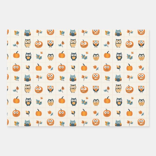 Niedliche Öle und Pumpkins Herbst Geschenkpapier Set (Vorderseite)