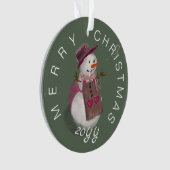 Niedliche Olive Green Snow Woman Ornament (Vorderseite)