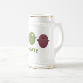 Niedliche Oliven singen Cartoon Bierglas (VorderseiteRechts)