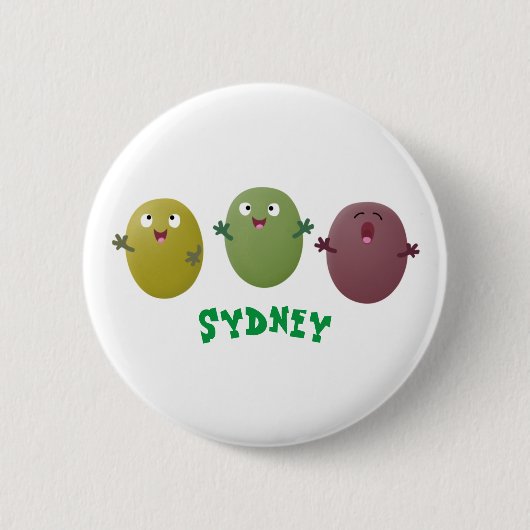 Niedliche Oliven singen Cartoon Button (Vorderseite)