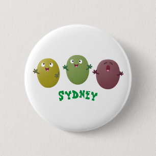 Niedliche Oliven singen Cartoon Button