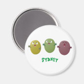 Niedliche Oliven singen Cartoon Magnet (Vorderseite/Rückseite)