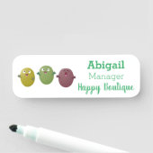 Niedliche Oliven singen Cartoon Namensschild (Beispiel)