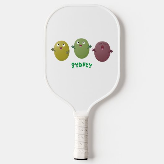 Niedliche Oliven singen Cartoon Pickleball Schläger (Rückseite)