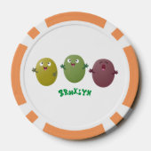 Niedliche Oliven singen Cartoon Pokerchips (Rückseite)