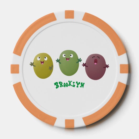 Niedliche Oliven singen Cartoon Pokerchips (Vorderseite)