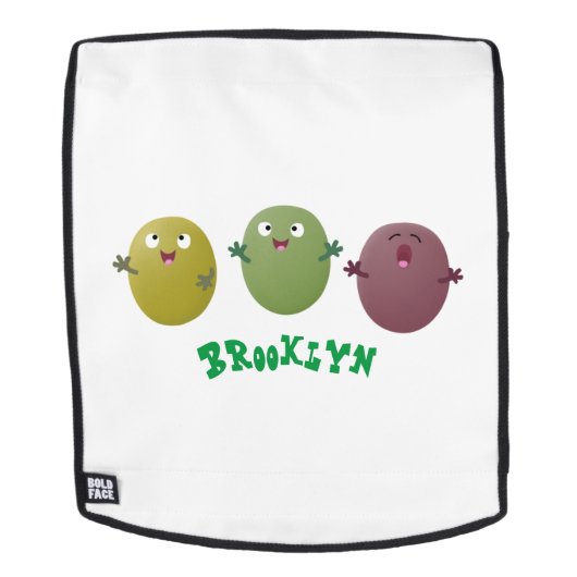 Niedliche Oliven singen Cartoon Rucksack (Abnehmbare Front)