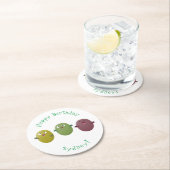 Niedliche Oliven singen Cartoon Runder Pappuntersetzer (Vor Ort)