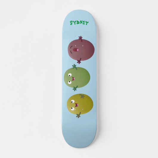 Niedliche Oliven singen Cartoon Skateboard (Vorne)