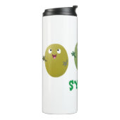 Niedliche Oliven singen Cartoon Thermosbecher (Nach links gedreht)