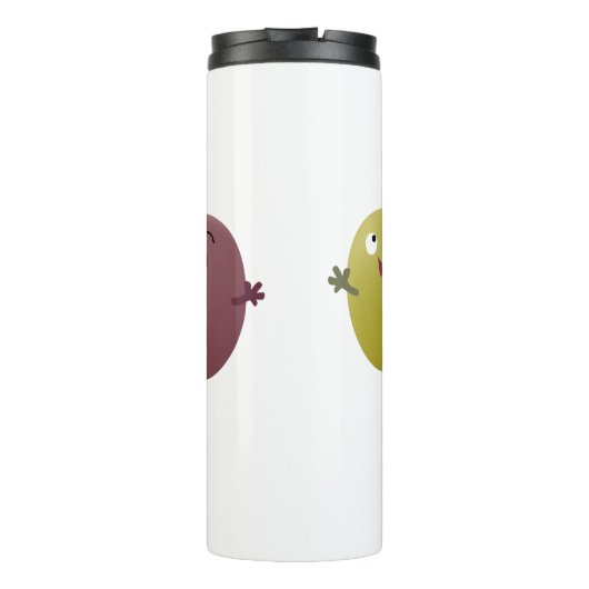 Niedliche Oliven singen Cartoon Thermosbecher (Rückseite)