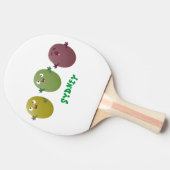 Niedliche Oliven singen Cartoon Tischtennis Schläger (Seitenansicht)