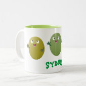 Niedliche Oliven singen Cartoon Zweifarbige Tasse (Vorderseite Links)