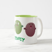 Niedliche Oliven singen Cartoon Zweifarbige Tasse (VorderseiteRechts)