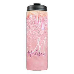 Niedliche ombre Rose Gold Imitate Glitzer Tropfen  Thermosbecher