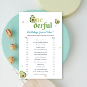 Niedliche Onederful Avocado 1. Geburtstagskarte