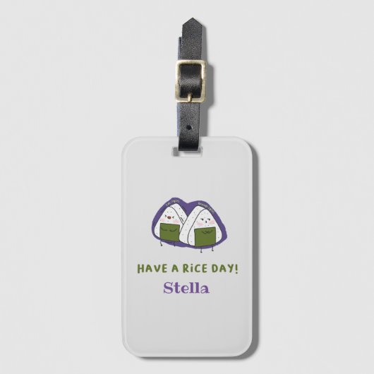 Niedliche Onigiri-personalisierte Gepäckmarke Gepäckanhänger (Vorderseite Vertikal)