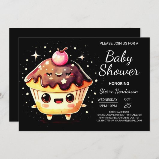 Niedliche Online Kleine Muffin Boy Babydusche Einladung (Vorne/Hinten)