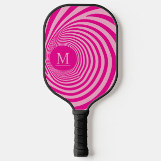Niedliche optische Illusion Vortex Monogramm Pink Pickleball Schläger