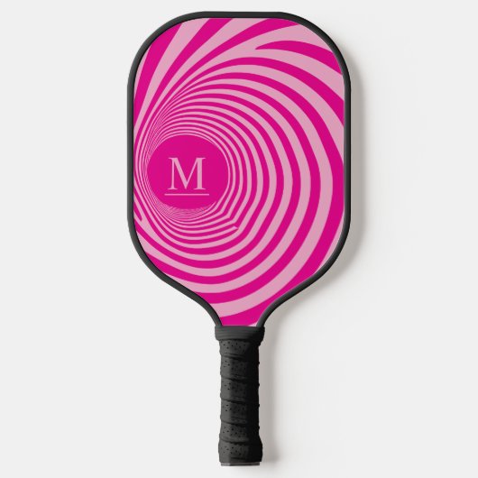Niedliche optische Illusion Vortex Monogramm Pink Pickleball Schläger (Vorderseite)