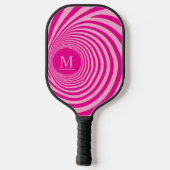 Niedliche optische Illusion Vortex Monogramm Pink Pickleball Schläger (Rückseite)
