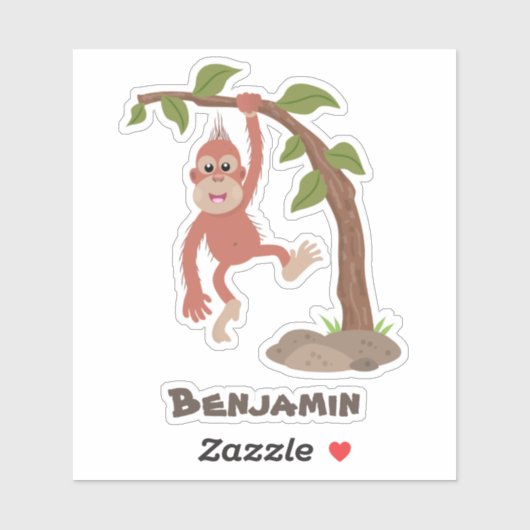 Niedliche Orang-Utan-Cartoon-Illustration Aufkleber (Blatt)