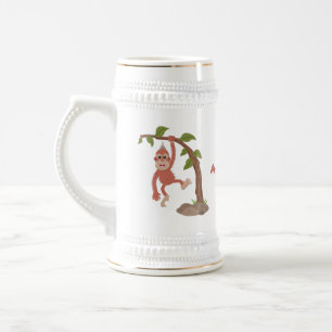 Niedliche Orang-Utan-Cartoon-Illustration Bierglas