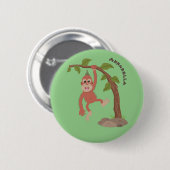Niedliche Orang-Utan-Cartoon-Illustration Button (Vorne & Hinten)