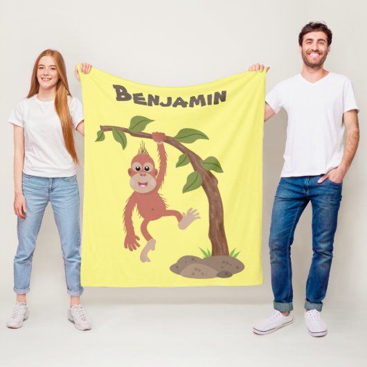 Niedliche Orang-Utan-Cartoon-Illustration Fleecedecke (Beispiel)
