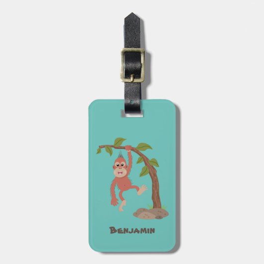 Niedliche Orang-Utan-Cartoon-Illustration Gepäckanhänger (Vorderseite vertikal)