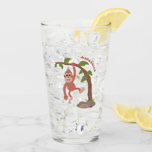 Niedliche Orang-Utan-Cartoon-Illustration Glas (Rückseite Ice)