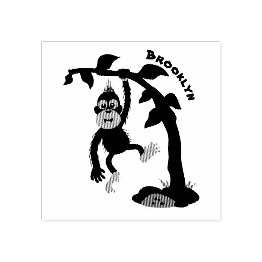 Niedliche Orang-Utan-Cartoon-Illustration Gummistempel (Prägung)