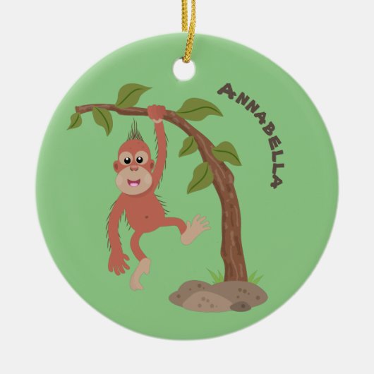 Niedliche Orang-Utan-Cartoon-Illustration Keramik Ornament (Vorne)