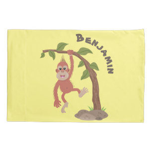 Niedliche Orang-Utan-Cartoon-Illustration Kissenbezug
